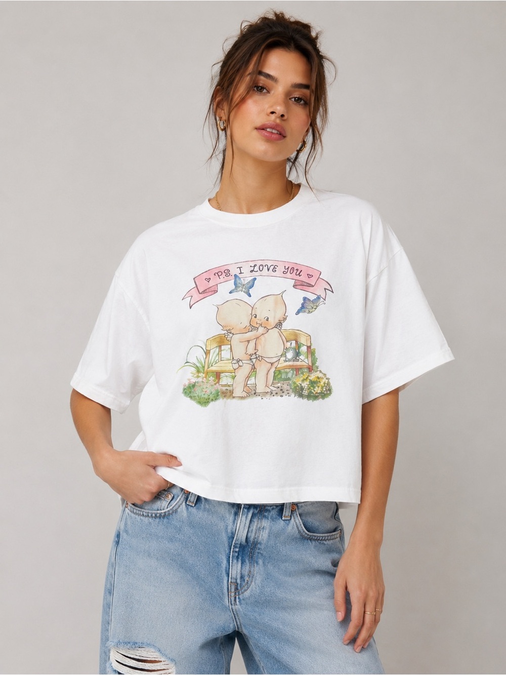Cotton On The Boxy Graphic Tee Kewpie Doll Ps I Love You Size L Casual Retro